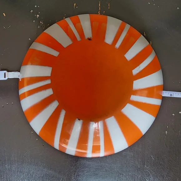 Mid Century Modern Catherineholm Orange and White Zebra Striped Enamelware Bowl - Picture 7 of 7